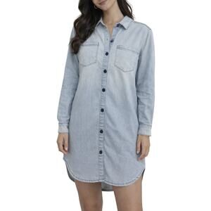Forever 21 Denim Shirt Dress Cotton Stretch Light Blue Wash - S NWT